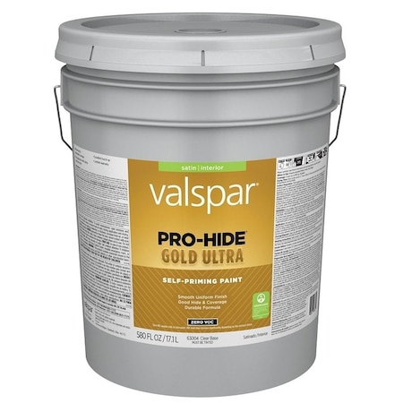 Valspar Pro-Hide Gold Ultra 6300 Latex Paint, Acrylic Base, Satin, Clear Base, 5 gal 028.0063004.008