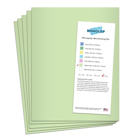 Nanolap PSA Lapping Film, 5 Pc 1 Micron (14,000 Grit), 8-0.5 in x 11 in Microfinishing Fine Sanding Paper 61551N