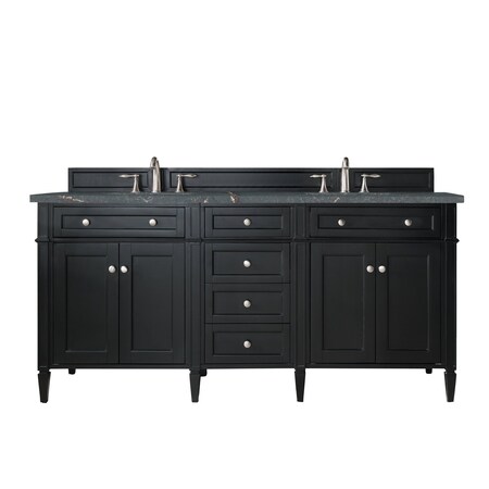James Martin Vanities 72" D Vanity, Black Onyx w/Parisien Bleu Top w/FreePower Wireless Charger 650-V72-BKO-FPBL