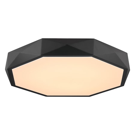 Vaxcel Diversey 15.75-In. LED Flush Mount Ceiling Light, Textured Black, Frosted White Shade C0364