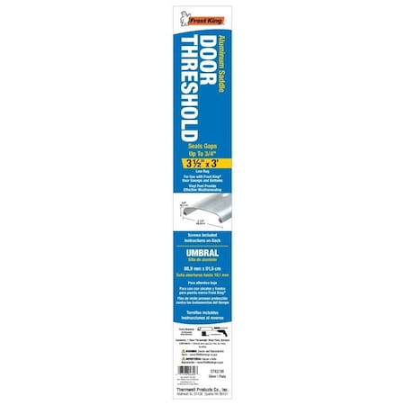 Frost King Saddle Threshold, 36 in L, 3-1/2 in W, Aluminum, Silver ST42/36H