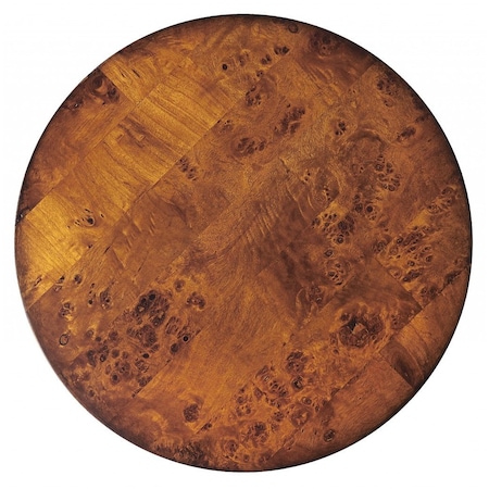 Homeroots 24" Medium Brown Burl Veneer Round End Table 489011