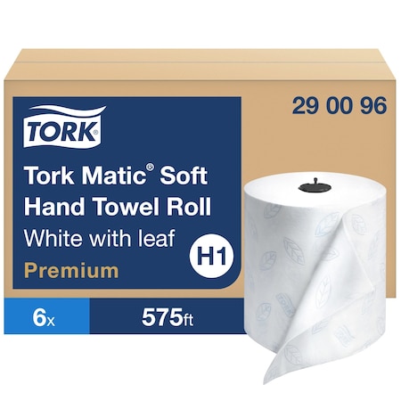 Tork Hardwound Paper Towel Roll, 2 Ply, Continuous Roll Sheets, 575 ft, White, 6 PK 290096