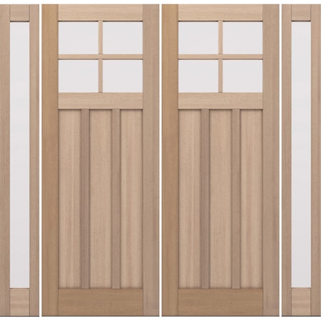 Doornmore CRF-P3G4, 103" x 98" ( 2x36" Door + 2x12" Side) Right Hand, Mahogany SDL 4 Lite Exterior Door CRF-P3G4-SW-3696-G101-SL_2-2_RI