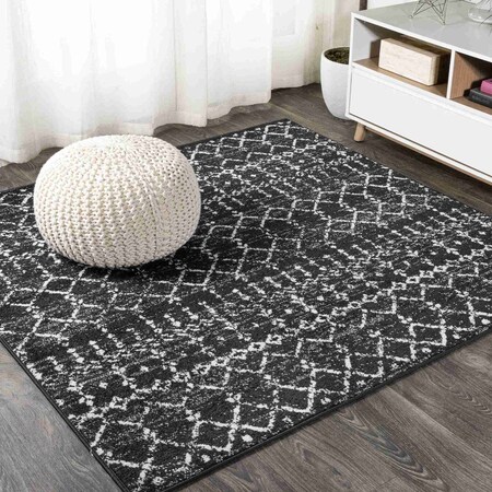 Jonathan Y Moroccan HYPE Boho Vintage Diamond Black/Ivory 3 ft Square Area Rug MOH101D-3SQ