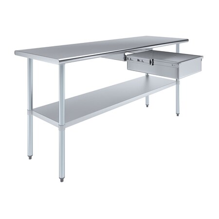 Amgood 24 in. x 72 in. Stainless Steel Table With Drawer AMG WT-2472 + DRAWER-1520-Z