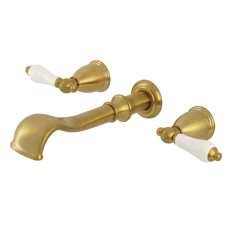 Kingston Brass Two-Handle Wall Mount Tub Faucet, Brushed Brass KS5027PL