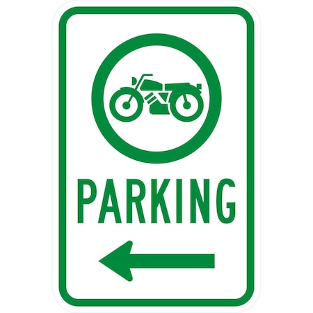Lyle Motorcycle Parking <--- (W/Sym), 12x18, Non-Reflective, White G-4663-NA_12x18