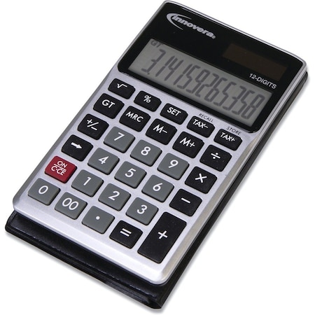 Innovera 15922 Pocket Calculator, Dual Power, 12-Digit LCD Display IVR15922