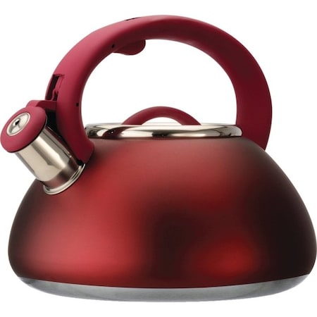 Primula Avalon Series PAVRE-6225 Whistling Tea Kettle, 2.5 qt Capacity, Stay-Cool Handle, Steel, Red PAVRE-6225-2