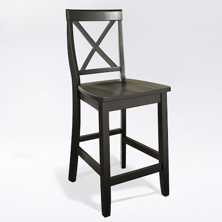 Crosley X-Back 2-Piece Counter Height Bar Stool Set CF500424-BK
