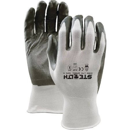 Watson Gloves Nitrile, lightly textured, Palm, Gray; White, L 1 PR 389-L