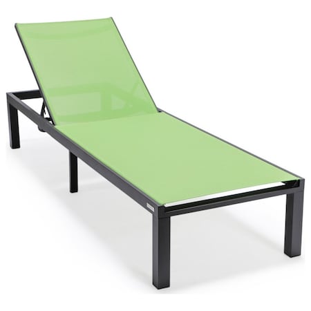 Leisuremod Marlin Patio Chaise Lounge Chair with Black Aluminum Frame, Green MLBL-77G