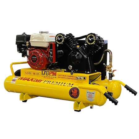 Maxair Elec Start Wheelbarrow Premium Air Compressor TT55GE+MAP