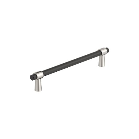 Amerock Mergence 6-5/16 inch 160mm Center-to-Center Matte Black/Polished Nickel Cabinet Pull BP36860FBPN