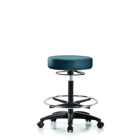 Blue Ridge Ergonomics Vinyl Stool, High Bench, Foot Ring, Casters, Royal BR-VHBSO-RG-CF-RC-8801
