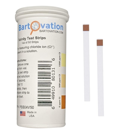 Bartovation Salinity Test Strips, 0-1000 ppm [Vial of 50 Strips] for Chloride Based Salt Solutions PSS04V50
