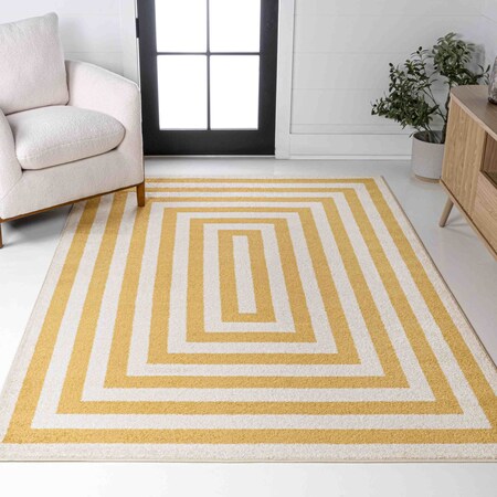 Jonathan Y Bandol Modern Classic Mitre Stripe Yellow/Ivory 5 ft. x 8 ft. Area Rug MOH211G-5