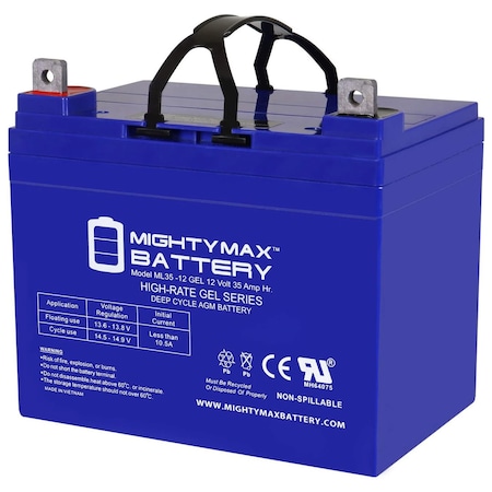 Mighty Max Battery ML35-12GEL - 12 Volt 35 AH, GEL Type, Nut and Bolt NB Terminal, Rechargeable AGM Battery MAX4013550