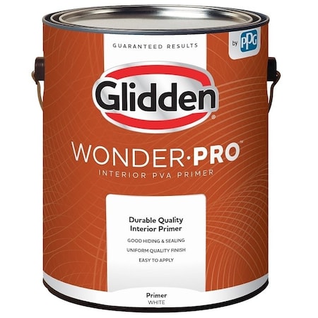 Glidden Wonder-Pro GLWP3300 Series PVA Primer, Flat, White, 1 gal GLWP3300/01