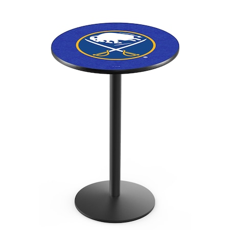 Holland Bar Stool Co 36" Blk Wrinkle Buffalo Sabres Pub Table, 36" dia. Top L214B3636BufSab