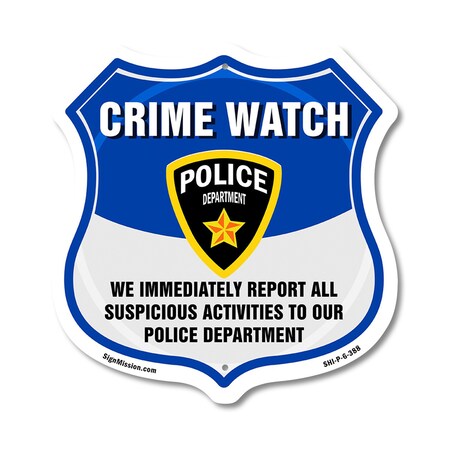 Signmission Neighborhood Crime Watch Shield Sign We, 6 Inch X 6 Inch, Plastic Sign SHI-P-6-388
