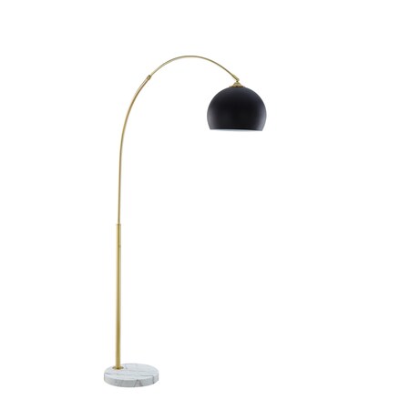 Homeroots 76" Brass Arched Floor Lamp With Black Dome Shade 530710