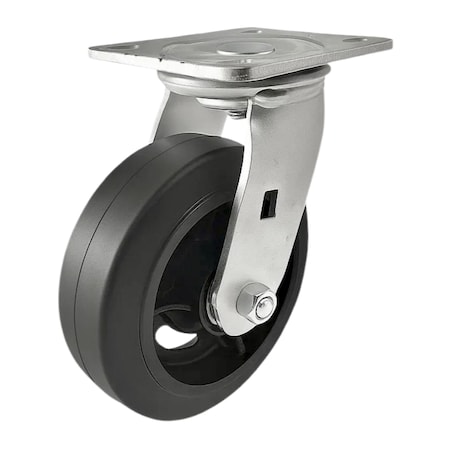 Hyw Products Heavy Duty Caster 6in Rubber on Cast Iron Wheel, Swivel 40-60S-A1-RC