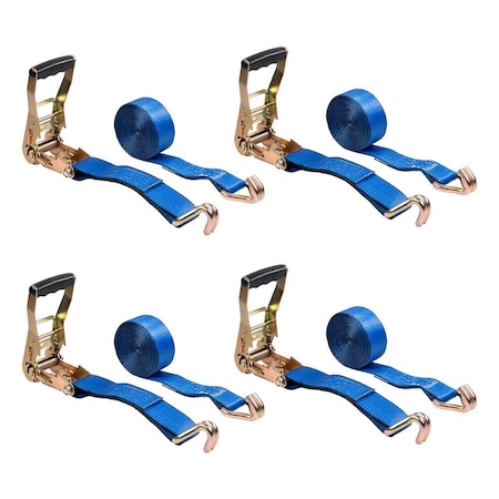 Mytee Products 2in x 20ft Blue Ratchet Strap w/ Wire Hook, 3,333 lbs WLL, 4PK RS220WH-Bx4