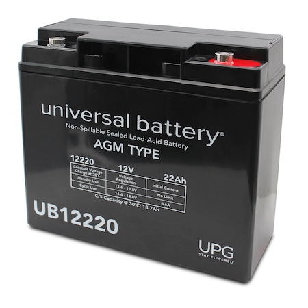 Upg Sealed Lead Acid Battery, 12 V, 22Ah, UB12220, I10 Internal Thread Terminal, AGM Type 40582