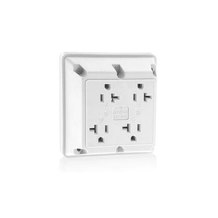 Leviton Quad Straight Blade Receptacle, 5-20R, 20 A, 125V AC, 2 Pole, 3 Wire, Flush Mount, Grounded 21254-W