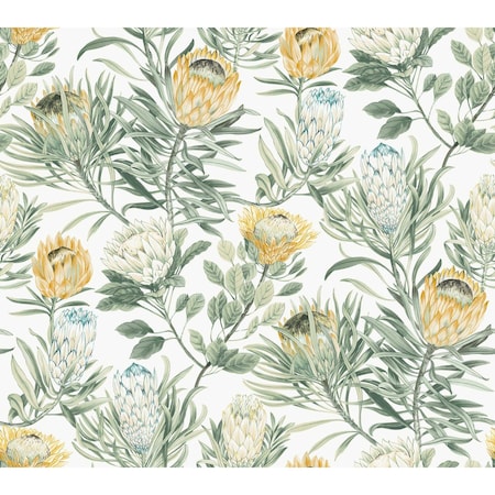 York Wallcoverings Protea White and Yellow Wallpaper BL1754