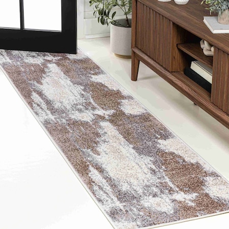 Jonathan Y Zoe Contemporary Bohemian Abstract Marble Brown/Cream 2 ft. x 8 ft. Runner Rug SEU302B-28