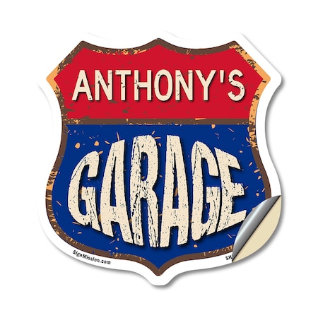 Signmission Anthony's Garage, 18 Inch X 18 Inch, Vinyl Decal SHI-D-18-383-ANTHONY
