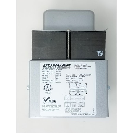 Dongan 240-480X120-240 750Va Wall Transformer 35-1030