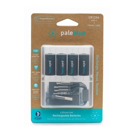 Pale Blue Earth CR123 RCH Battery, 4PK PB-CR123A-C