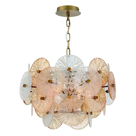 Eurofase Sue-Anne Modern Incadescent Indoor Chandelier, 6-Light, Drum, Dimmable, Plated Brass 44571-016
