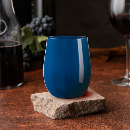 Smarty Had A Party 12 oz Solid Navy Elegant Stemless Plastic Wine Glasses 64 Glasses, 64PK 3712-NV-CASE