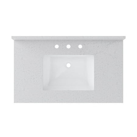 Craft + Main Vanity Top, 22 in OAL, 37 in OAW, Ceramic/Quartz, Carrara Vita, Undermount Sink, 1-Bowl QZ37228CVR