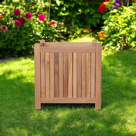 Homeroots 22" Natural Solid Wood Indoor Outdoor Square Planter Box 554715