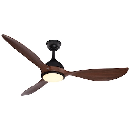 Vaxcel Long Grove, 56 in, Black Ceiling Fan, Walnut Blades, LED, Remote, DC Motor F0143