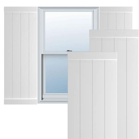 Ekena Millwork True Fit PVC, Four Board Joined Board-n-Batten Shutters w/End Batten, Unfinished, 21 1/2W x 68H, PR TFP103BB21X068UN