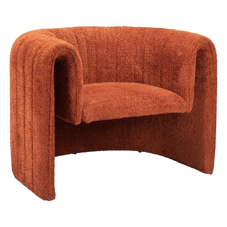 Homeroots 37" Burnt Orange Sherpa And Upholstered Tufted Arm Chair 572302