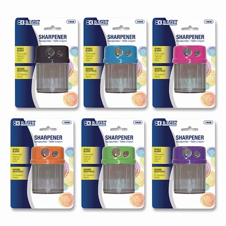 Bazic Products Dual Blades Sharpener with Round Receptacle, Two-Hole, 2.25 x 1.6, Randomly Assorted Colors BAZ1908
