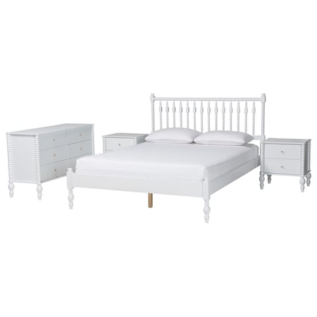 Baxton Studio Callison Bedroom Set, White, Full 271-14734-14743-14737-14737-ZORO