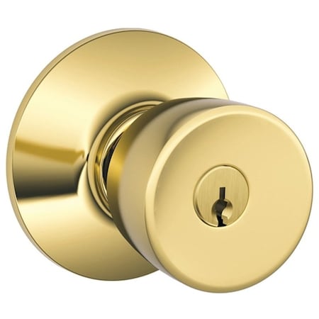 Schlage Keyed Entry Knob, Solid BrassZinc, Brass F51A VBEL505K4