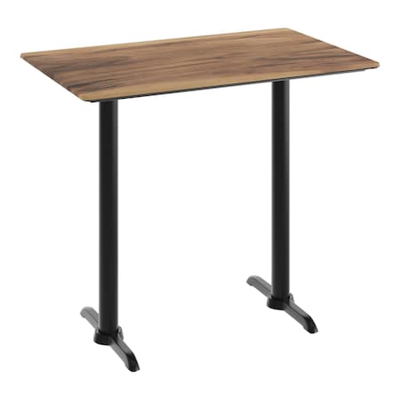 Flash Furniture Commercial 48x30 Natural HPL Tabletop-Black Bar T-Bases ST-REC3048-NAT-T0522B-GG