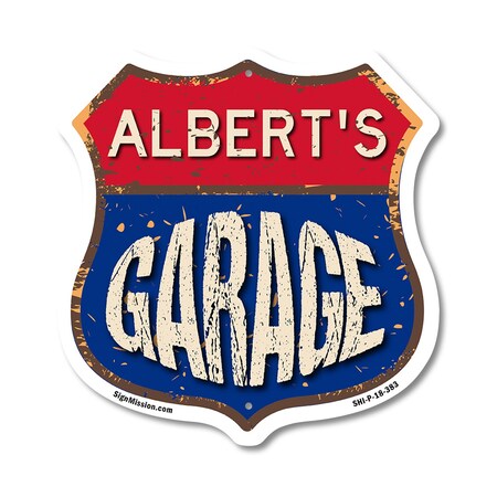 Signmission Albert's Garage, 18 Inch X 18 Inch, Plastic Sign SHI-P-18-383-ALBERT