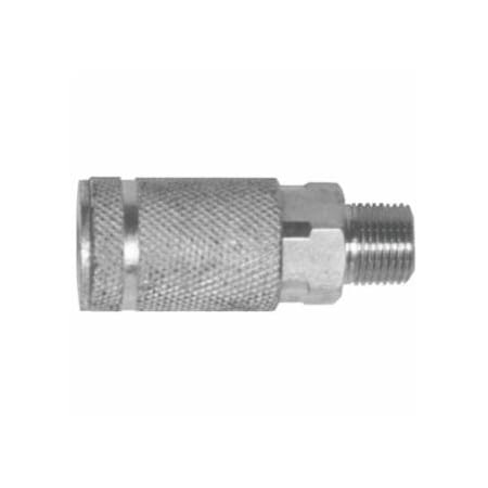 Dixon Valve Air Chief Industrial Semi-Auto Coupler, Pipe Thread, 1/4 in Body Size, 1/4 in (NPT) M, Brass 238-DC21