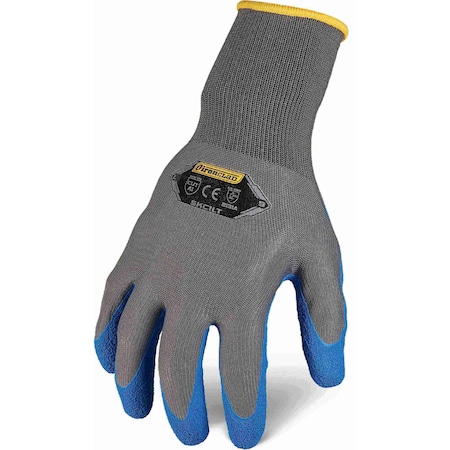 Ironclad Performance Wear Knit Gloves, Latex, Crinkle, Palm, 3 Abrasion Level, Gray, L (9) 1 PR SKC1LT-04-L